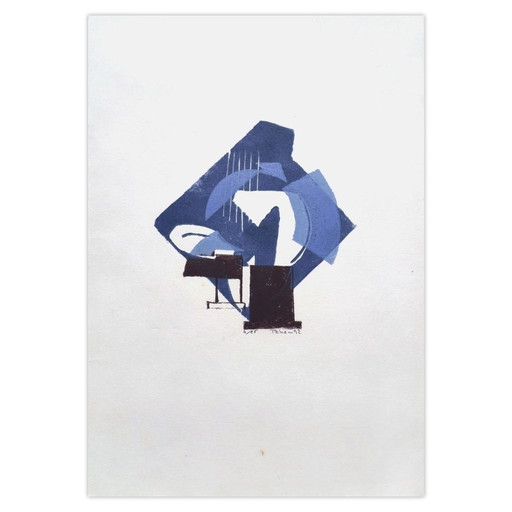 Monique PEHEM (BRETON-PROUTÉ) Beeldhouwkunst imaginaire Gesigneerde linosnede 1992