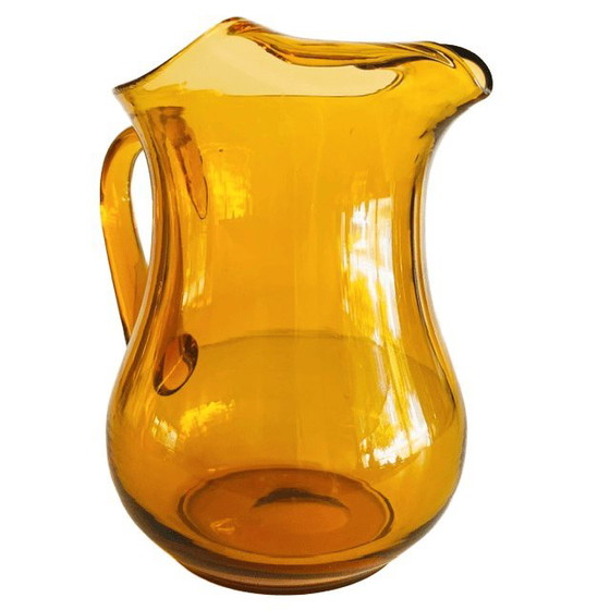 Vintage Hand-Blown Glass Water Jug Amber Glass 1960s – Glass & Decanter (photo 11 of 16)