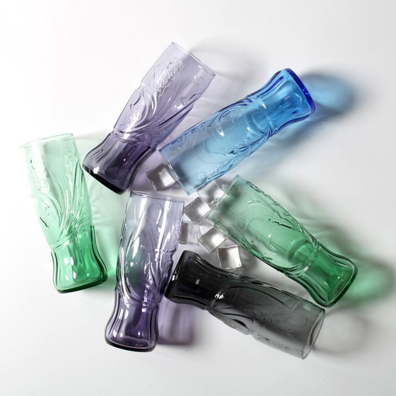 Image 1 of Set of 6 Luminarc Coca-Cola Art Nouveau Glasses, McDonald's / France / 2008