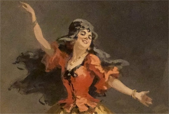 Image 1 of René Péan (1875–1955) “Ollé” – Original signed gouache – Flamenco dancer