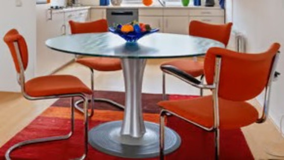 Image 1 of Leolux LX round glass table with tree base in silver