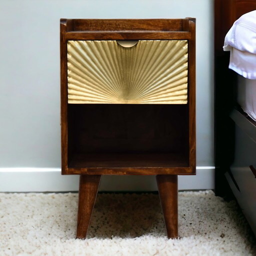 Hotel Chic Nightstand – Mini Manila Gold Bedside Table