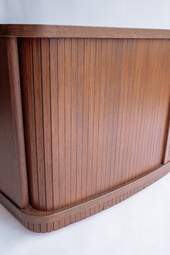 Image 1 of Vintage sideboard with tambour doors on wheels
