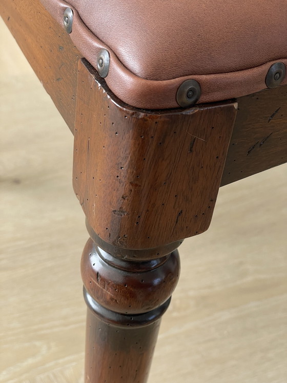 Image 1 of Antique Regency-style chair - mahogany with brown leather seat