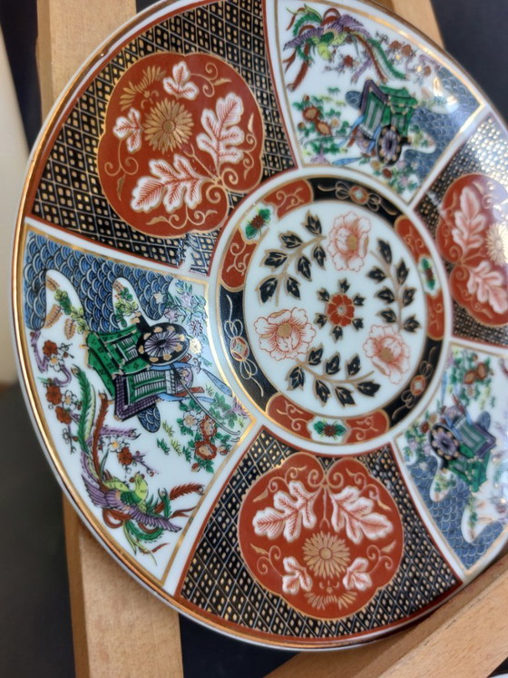 Image 1 of Vintage Hand-Painted Imari Wall Plates with Floral & Bird Motifs - Set of 2