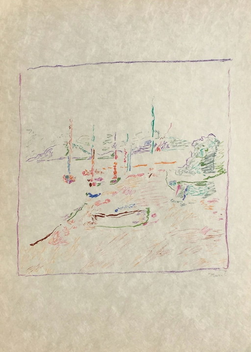 Marko CELEBONOVIC Les voiliers Litografia firmata 1975