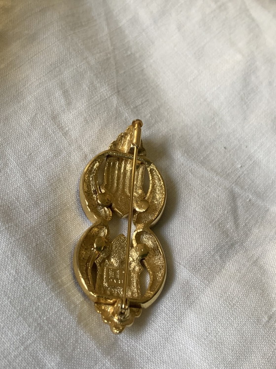 Broche-Pendentif Vintage GUY LAROCHE Signée - Plaqué Or et Émail Aubergine - (7x3 cm) – Cadeaux, Other (photo 8 of 9)