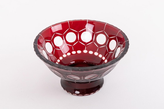 Image 1 of Ciotola vintage in vetro rosso di Monica Bratt, Svezia, anni '50