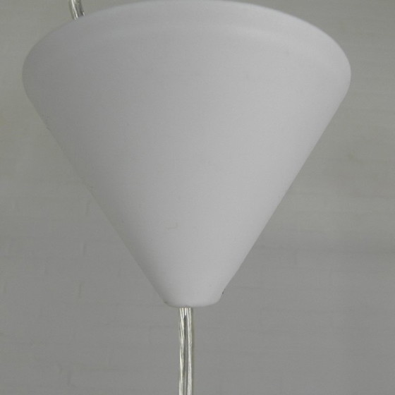 Image 1 of Lampada a sospensione Hala di H. Busquet con paralume rosso e sistema di carica manuale, anni '50.