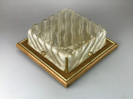 Image 1 of Lámpara de techo de los años 60 y 70, plafón empotrado de cristal de hielo, diseño de la era espacial.