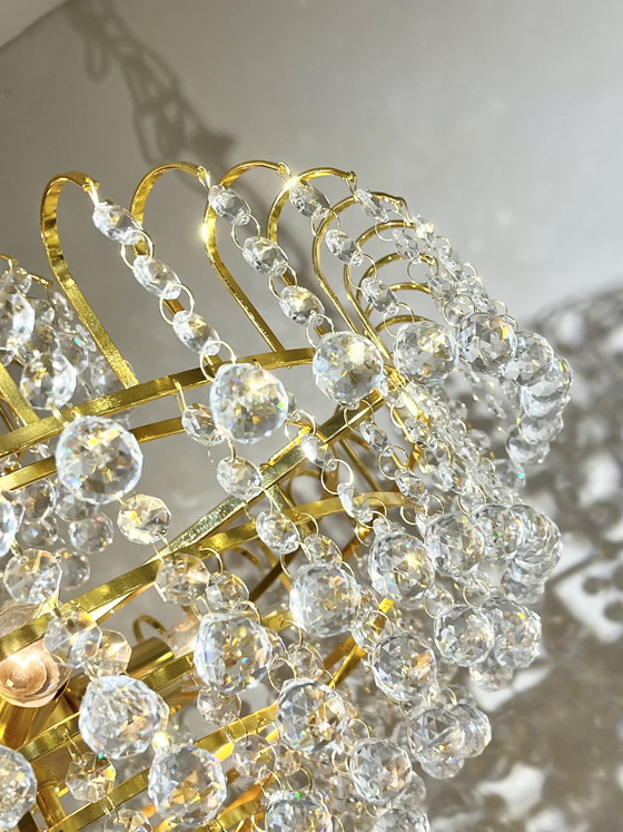 Image 1 of Lámpara colgante de araña de cristal grande con bolas de cristal