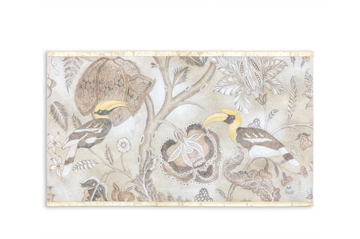 Geschilderd canvas met toekans. Hedendaags werk.