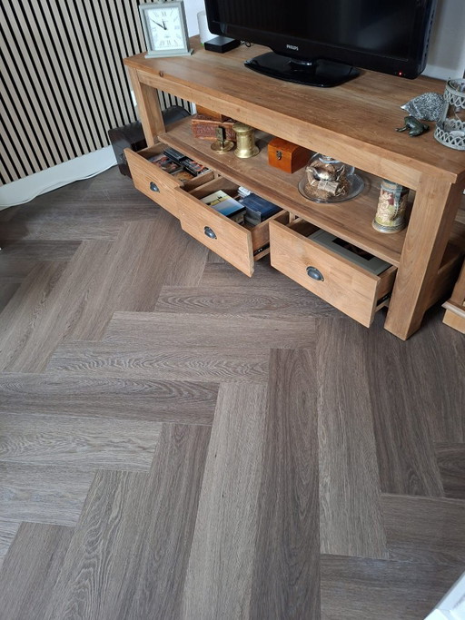 Robuust houten tv-meubel met drie laden – tv meubelen, Wood, Metal (photo 2 of 8)