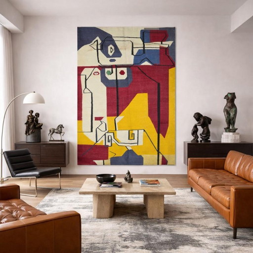 Tapiz tejido a mano Taureau V de Le Corbusier | Arte textil moderno (118 × 79 pulgadas) – vloerkleden en tapijten, Wool