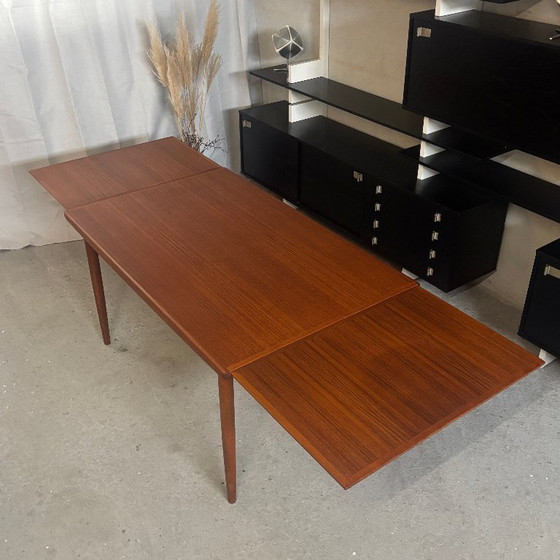 Table de salle à manger extensible en teck, Danois vintage, Tables de salle à manger, Bois, Marron (photo 8 sur 9)