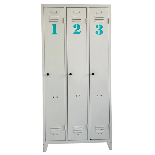 Vintage locker cabinet industrial gray