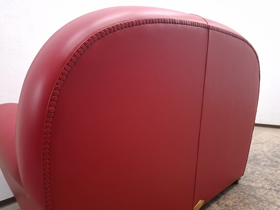 Image 1 of Poltrona Frau Vanity Fair Sofa Rode Tweezits Designer Sofa Lederen Sofa