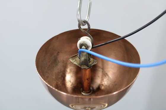 Image 1 of 1930s Bauhaus "UFO" Chandelier in Copper Finish by Josef Hurka, Czechoslovakia