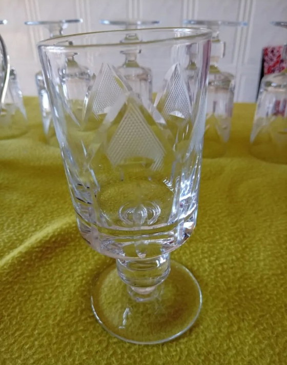 Image 1 of Ensemble de verrerie en cristal et carafe vintage