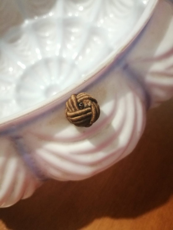 Image 1 of Art Nouveau kroonluchter met versierd opaalglas uit de jaren 30 en 40