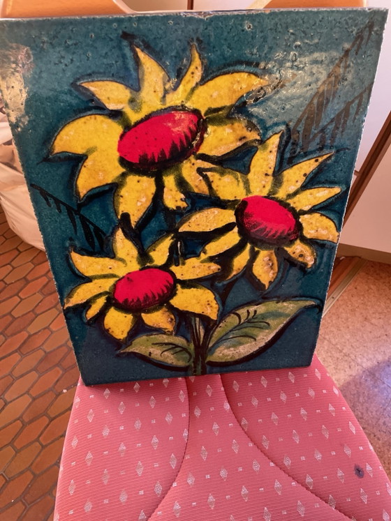 Image 1 of Vintage ceramic wall plate, Ruscha ceramic floral design