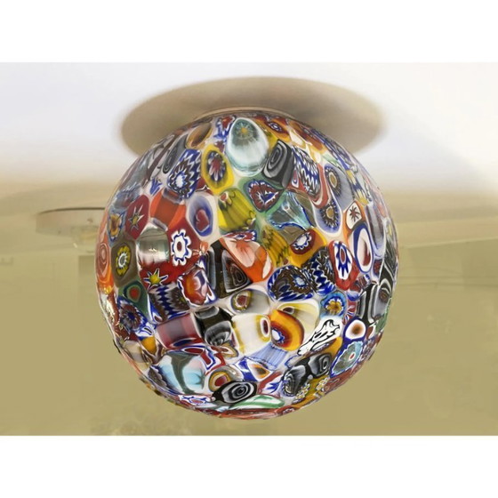 Image 1 of Applique da parete a sfera contemporanea veneziana multicolore "Murrine" in vetro di Murano