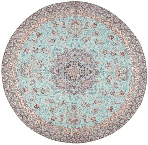 Tovaglia orientale fatta a mano, finemente lavorata con fili di seta, 100 x 100 cm