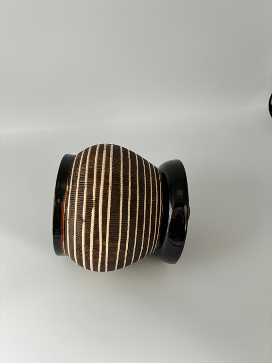 Vintage Oriental Tobacco Jar with Press - Signed Ceramic - 1950s – Decorative Objects, Mid Century Modern (photo 3 of 8)