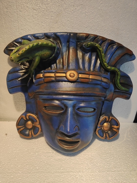 Image 1 of Maya masker, Maya-/Azteekse kunst, 3D-keramiek, handgemaakt