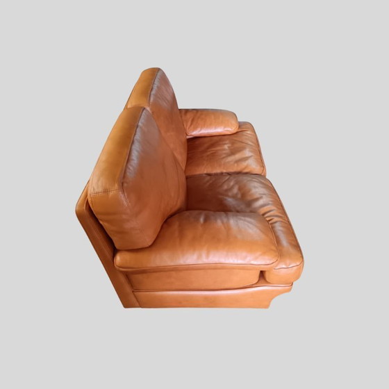 Image 1 of Canapé Formaflex vintage en cuir italien - 3 et 2 places, Cognac