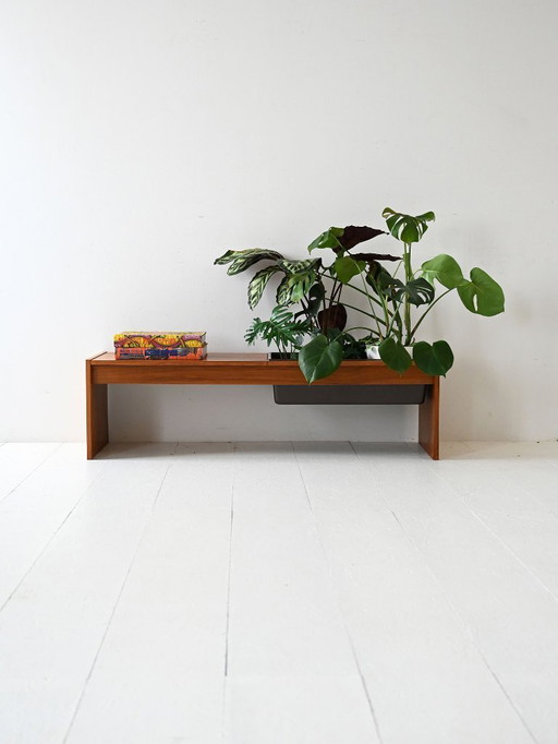 Vintage Scandinavian teak coffee table 1960s with flower holder