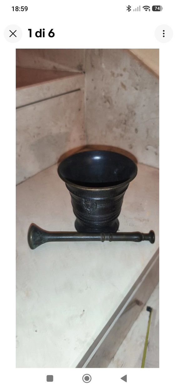Mortero y maja de bronce antiguo, 750 g – Objetos decorativos, Bronze (photo 4 of 6)