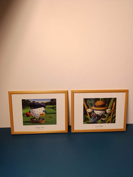 2 signed Bob Commander framed lost ball and drop 'm