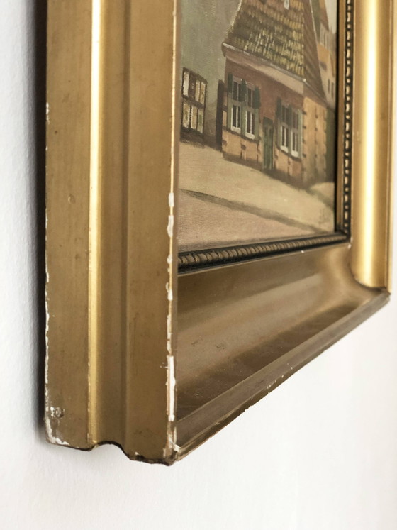 Image 1 of Grande peinture à l'huile originale d'époque représentant un cottage à la campagne, vers 1923