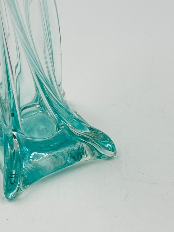 Image 1 of Vintage Murano-style twisted green glass soliflore