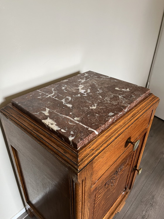 Image 1 of Vintage bedside table with marble top