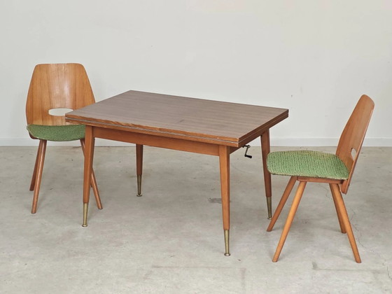 Couchtisch, Esstisch für 6 Personen, Ostdeutschland. – Esstische, Holz, Messing, Mid Century Modern (photo 12 of 21)