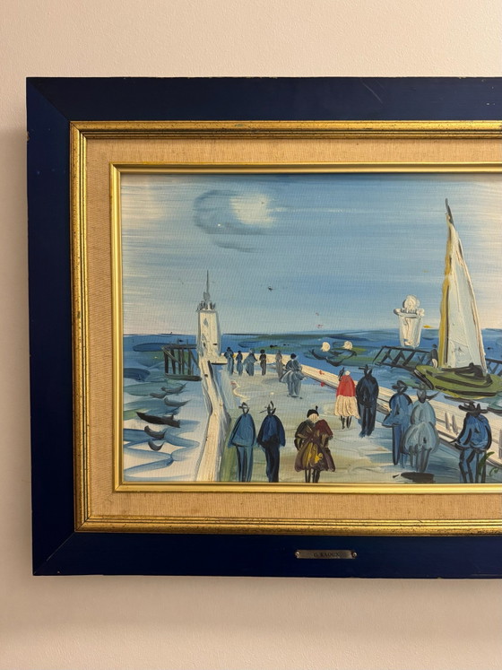 Tableau « Promenade » G.Raoux style Dufy, Peintures et dessins, Toile, Bois, Bleu (photo 13 sur 15)