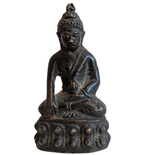 Estatua portátil Mahayana con Kalasha – Bronce antiguo parcialmente dorado – Lote 148