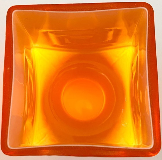Image 1 of Retro Fans - Vaas - Jaren 60 - Fel Oranje -Fåglavik Glasbruk -Zweden
