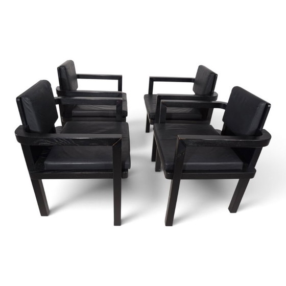 Set de 4 sillas de comedor/conferencia Tecta D51 de haya de Walter Gropius, 1923, Sillones, Madera, Cuero (foto 15 de 15)