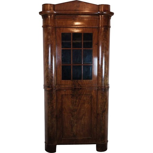 Vintage North German corner cabinet in polished mahogany