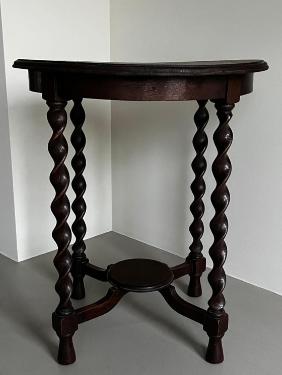 Image 1 of Wooden Side Table with Turned Legs