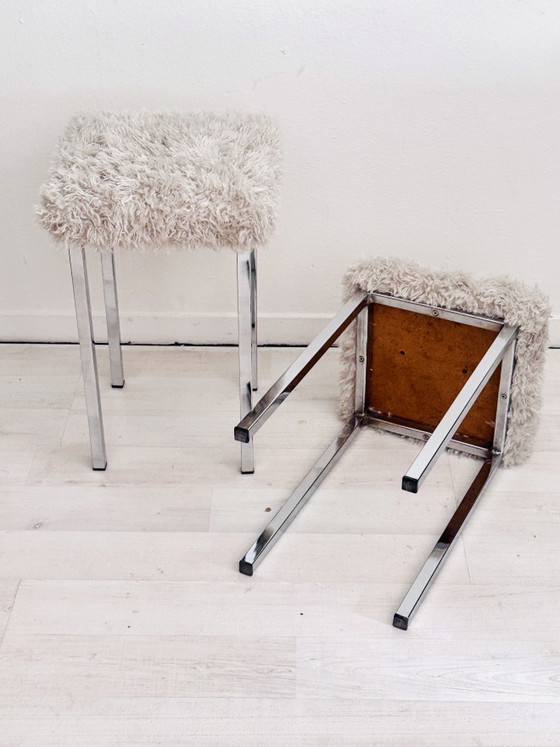 Image 1 of 2 sgabelli vintage con base cromata e rivestimento soffice