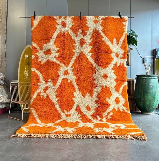 Verbrand oranje Marokkaans Mrirt tapijt 210x320 cm – Handgemaakt luxe wollen tapijt