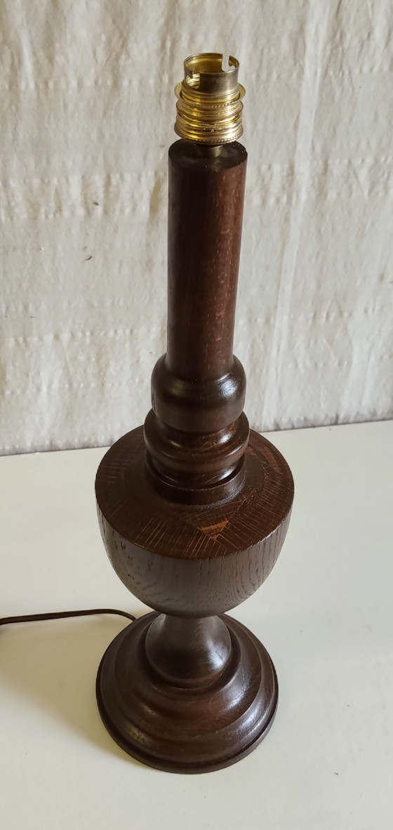 Turned Solid Wood Lamp Base - Mid-20th Century – Table lamps (photo 7 of 8)