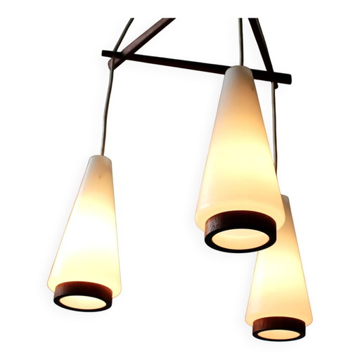Deense teakhouten plafondlamp Deens design mid-century jaren 60