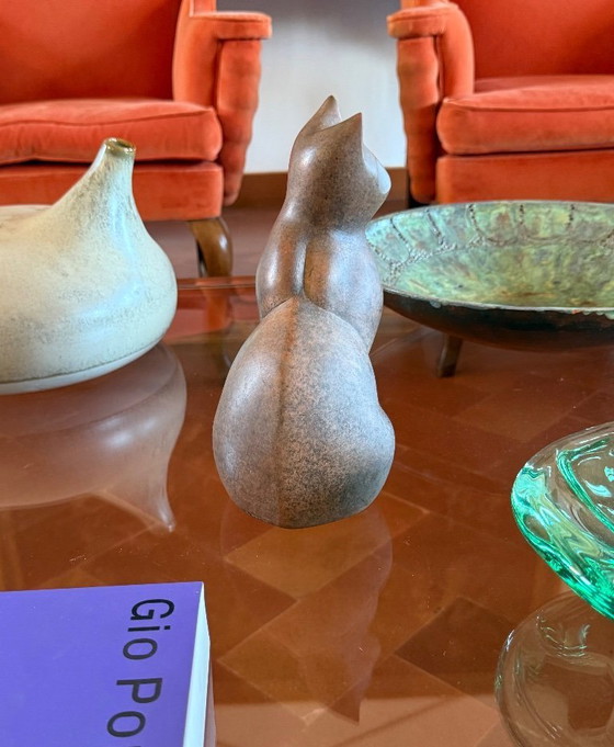 Image 1 of Christian Pradier, kubistische Katzenskulptur aus Keramik, Frankreich 1980er Jahre