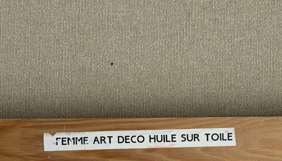 Image 1 of Large Art Deco oil on canvas – Stylized woman signed Ardoon (circa 1980) – 100 x 65.5 cm