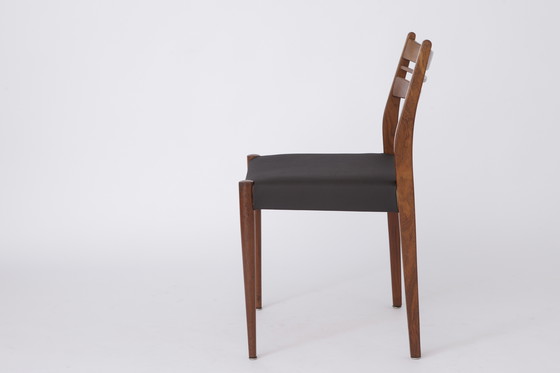 Image 1 of 1 of 4 Vintage German Dining Chair, 1960s–70s, Dyed Beech & Black Skai – Mid-Century Modern